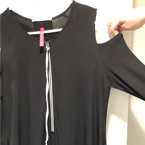 IC by Connie K Knit Round Neck Cold Shoulder Long Sleeve Harem Jumpsuit Black S - Picture 6 of 12